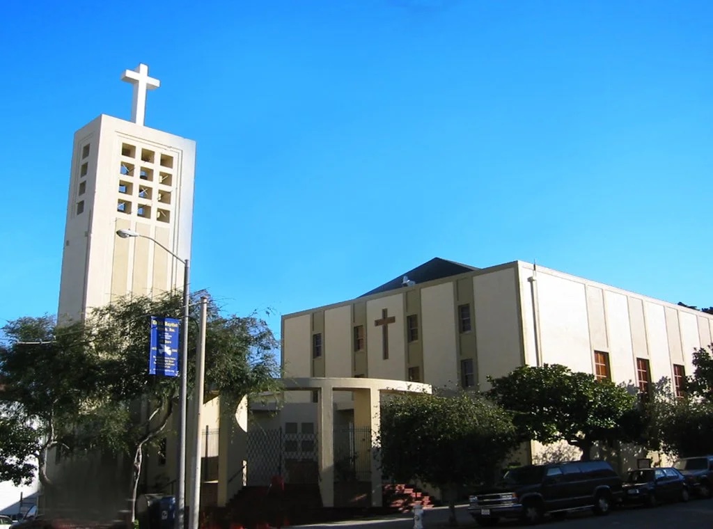 Third Baptist Church of San Francisco, with its tall bell tower and cross